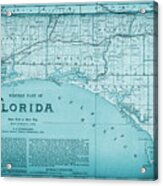 Western Florida Vintage Map 1890 Ocean Blue Acrylic Print