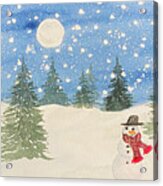 Whimsical Snowman Acrylic Print