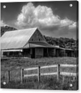 White And Black Barn In The Countryside Acrylic Print