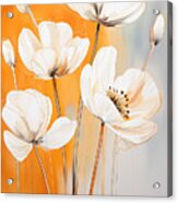 White And Cream Flowers Against Burnt Orange Acrylic Print