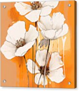 White Flowers Against Orange Background Acrylic Print