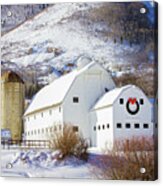 White Mountain Barn In Snow Acrylic Print