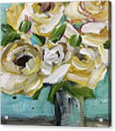 White Roses In A Vase Acrylic Print