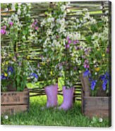 Wildflowers And Pink Boots Acrylic Print