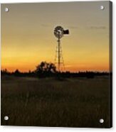 Windmill Golden Hour Silhouette Acrylic Print