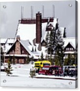 Winter, Old Faithful Inn, Yellowstone National Park Acrylic Print