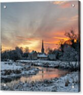 Winter Sunrise Over Burford In The Snow Acrylic Print