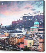 Wintry City Scenes Salzburg Austria Acrylic Print
