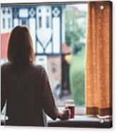 Woman Drinking Tea At Home Acrylic Print