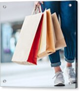 Woman Holding Sale Shopping Bags. Consumerism, Shopping, Lifestyle Concept Acrylic Print