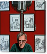 Woody Allen In Front Of Yrrah Painting Acrylic Print