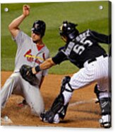 Yadier Molina, Matt Holliday, And Ramon Hernandez Acrylic Print