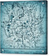 Yellowstone National Park Vintage Map 1881 Blue Acrylic Print