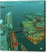 Yokohama Cityscape Aerial Acrylic Print