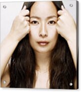 Young Asian Woman Holding Hair Back From Her Face Acrylic Print