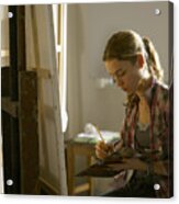 Young Woman Painting Acrylic Print