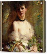 Young Woman With Flower Basket By Charles Joshua Chaplin Acrylic Print