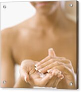 Young Woman With Lotion In Hands Acrylic Print