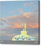 Zany Yellow Submarine At Sunset Acrylic Print