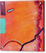 Zuni Trail Abstract In Orange Red Aqua Blue Purple Dots Acrylic Print