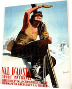 TRAVEL TOURISM WINTER SPORT SKIING VAL D'AOSTA FRANCE SNOW VINTAGE POSTER 2583PY 