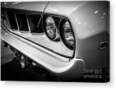 1971 Plymouth Cuda Black And White Picture Canvas Print by Paul Velgos