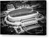 Chicago Soldier Field Aerial Picture In Black And White Canvas Print by Paul Velgos