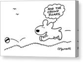 Dog Chases After A Ball Canvas Print