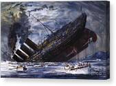 Sinking Ship at Sea Canvas Print