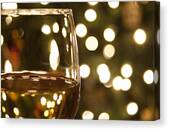 Glass of Wine with Bokeh Lights Canvas Print