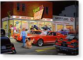 Crazy Eds Speed Shop at Night Canvas Print