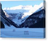 Hockey Net On Frozen Lake Canvas Print