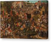 A Flemish Kermis With A Performance Of The Farce 'een Cluyte Van Plaeyerwater', C. 1570. Canvas Print