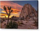 Desert Sunset over Rocky Landscape Canvas Print