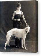 Theda Bara With Her Russian Wolfhound Canvas Print