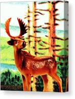 Moose In The Forest Canvas Print