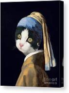 Cat With A Pearl Earring Canvas Print