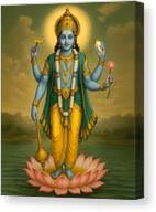 Lord Vishnu On The Lotus    Preserver Of The Universe Canvas Print