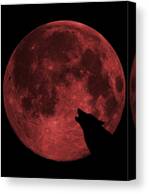 Wolf Howling Blood Moon Canvas Print