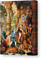 Krishna and Friends Stealing Butter Canvas Print