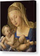 Madonna With The Pear. Child Is Holding A Slice Of A Pear. Canvas Print