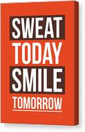 Sweat Today Smile Tomorrow Gym Motivational Quotes Poster Canvas Print