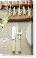 Fish Knife And Fork Set At Table Setting Canvas Print