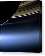 Earth And Moon From Saturn #2 Canvas Print