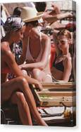 Backgammon By The Pool Canvas Print