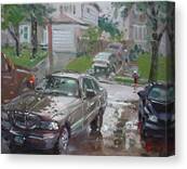 Rain-Soaked Suburban Driveway Canvas Print