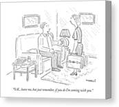 Humorous Living Room Conversation Canvas Print