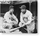 Lou Gehrig And Babe Ruth Canvas Print by Mpi