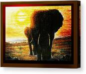 Elephant Sunset Painting by Hartmut Jager | Fine Art America