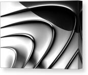 Minimalist Abstract Digital Fractal Art White Silver Black Canvas Print